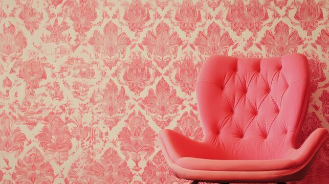 Pink retro wallpaper with geometric shapes and vintage design pattern