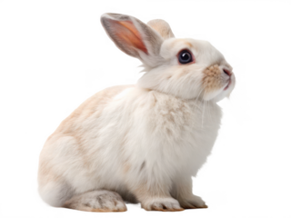 A white rabbit sitting isolated on transparent background