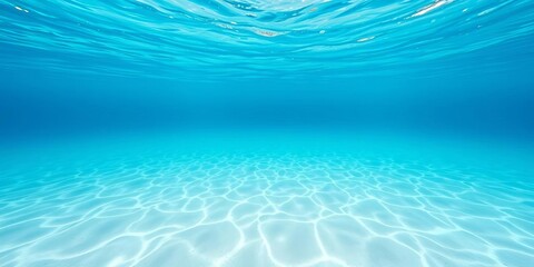 Wide underwater shot of blue ocean swimming pool with sandy bottom, isolated on white , scene, sandy
