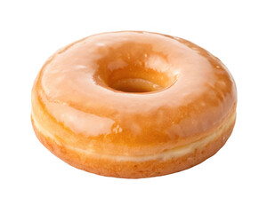 A glazed donut on a surface isolated on transparent background