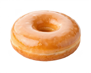 A glazed donut on a surface isolated on transparent background