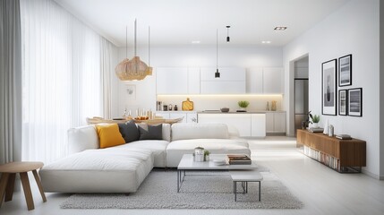 Living room decor with Scandinavian interior design.