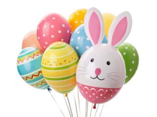 Easter balloons decorations isolated on transparent background