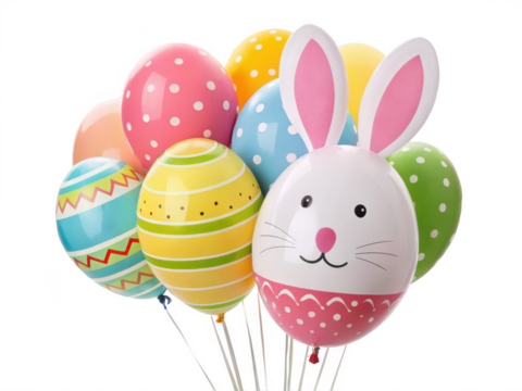 Easter balloons decorations isolated on transparent background