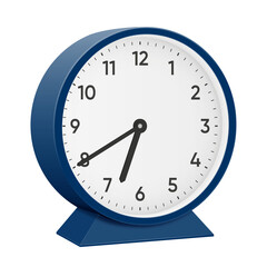 It is forty minutes past six, 40 past 6, 06 40, 18 40, 6 40 am, 6 40 pm, 20 minutes to 7 oclock. Realistic 3d illustration dark blue table clock png transparent