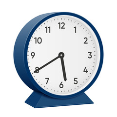 It is forty minutes past five, 40 past 5, 05 40, 17 40, 5 40 am, 5 40 pm, 20 minutes to 6 oclock. Realistic 3d illustration dark blue table clock png transparent