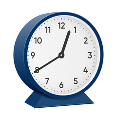 It is forty minutes past twelve, 40 past 12, 12 40, 00 40, 00 40 am, 12 40 pm, 20 minutes to 1 oclock. Realistic 3d illustration dark blue table clock png transparent