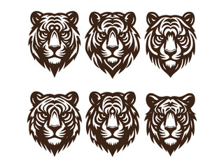 Obraz premium Set of tiger head vector illustrations logo