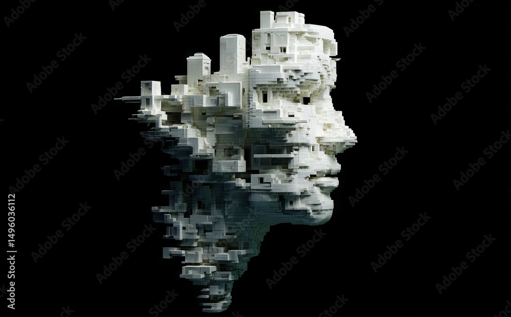 Wall mural the concept of big data or cyber security is represented by a 3d illustration of an abstract digital