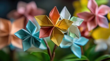 Photograph of handmade origami blossom