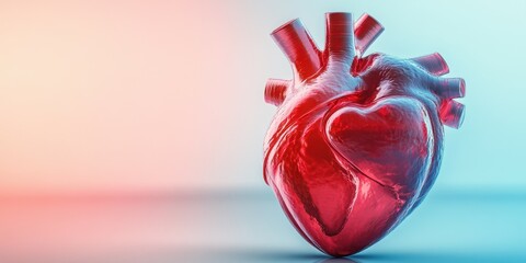 Heart model showcasing intricate anatomical structures illuminated by soft light during a scientific demonstration