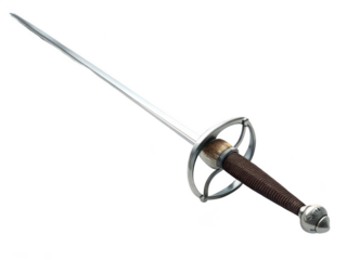 A rapier sword close up view isolated on transparent background