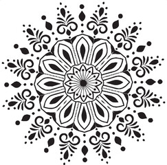 Hand drawn mandala alpona set round line art vector