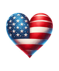 Fototapeta premium A patriotic American flag heart, a perfect symbol of love for the USA