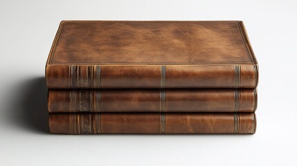 Stack of Leather-Bound Books