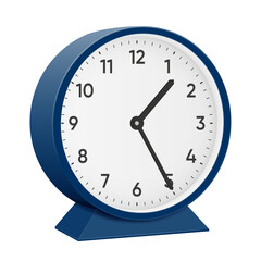 It is twenty five minutes past one, 25 past 1, 01 25, 13 25, 1 25 am, 1 25 pm, 35 minutes to 2 oclock. Realistic 3d illustration dark blue table clock png transparent