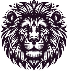 Lion head vector illustration with tribal style and wild animal design
