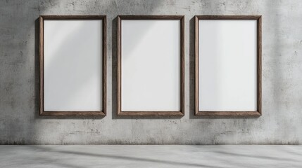 Three Empty Frame Advertisement Display Mockup