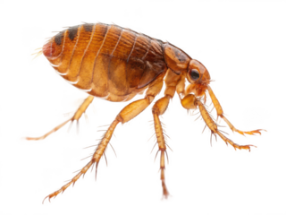 A flea close up on black isolated on transparent background