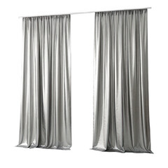 Two silver curtains hanging isolated on transparent background