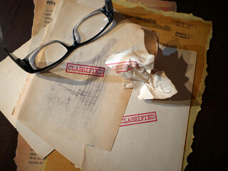 Close up of classified document papers