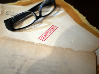 Close up of classified document papers