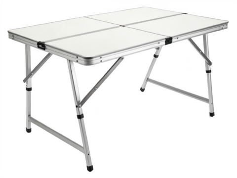 A folding camping table open isolated on transparent background
