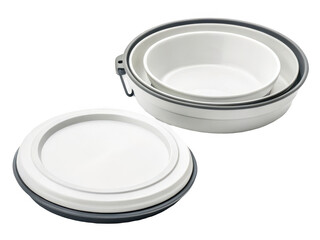 White bowls with gray accents isolated on transparent background
