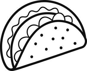 Taco outline icon on vector illustration 