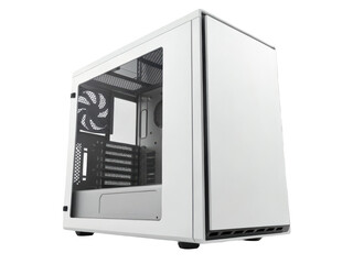 Fototapeta premium A white computer case open isolated on transparent background