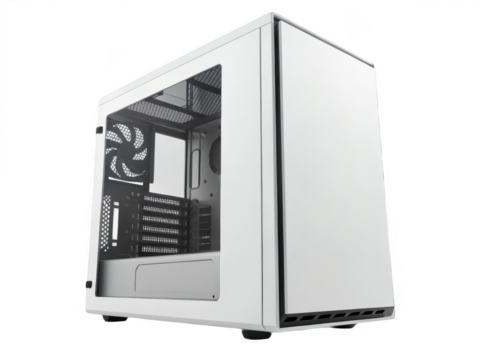 A white computer case open isolated on transparent background - Powered by Adobe