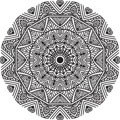 Hand drawn mandala alpona set round line art vector