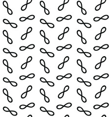 Vector seamless pattern of hand drawn sketch doodle infinity symbol isolated on white background