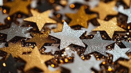 Golden and silver star confetti cutout, perfect for sparkle and celebration-themed designs.