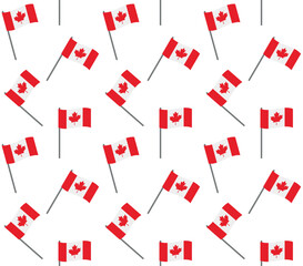 Vector seamless pattern of flat Canada flag isolated on white background