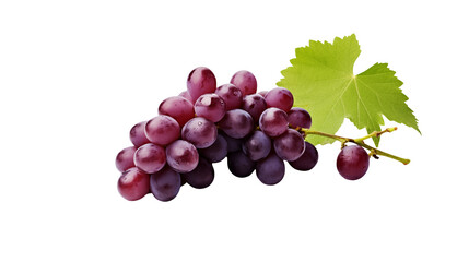 Juicy Red Grapes with Green Leaf on Black Background A Fresh Fruit Cluster Perfect for Wine Labels and Food Design