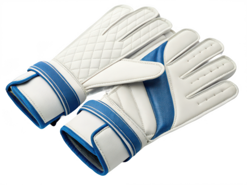 White and blue goalie gloves isolated on transparent background