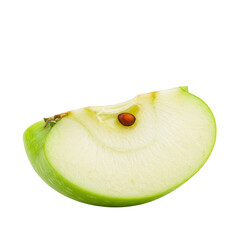Green apple slice isolated on transparent background