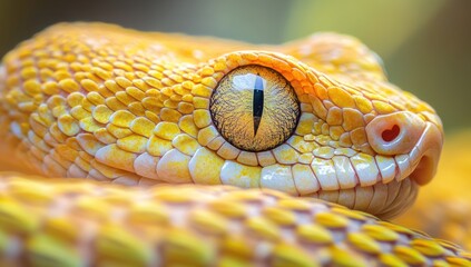 Fototapeta premium Golden Beauty: A Close-Up of a Yellow Snake's Captivating Eye