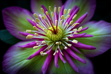 Fototapeta premium Close-up View of a Vibrant Green and Pink Hellebore Flower Showcasing Intricate Details in Springtime Bloom