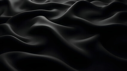 Fototapeta premium Black silk fabric wave texture