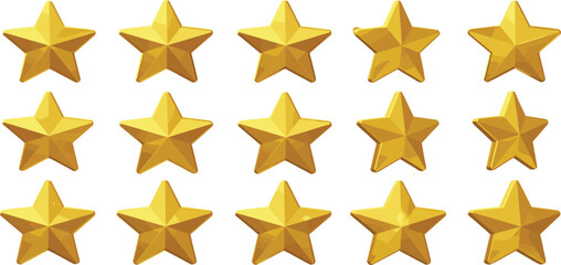 Obraz premium 3d golden star animation set. Rotation of gold glossy cartoon game element.