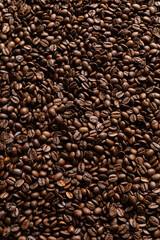 High-quality close-up image of roasted coffee beans in a smooth texture background