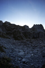 Accursed mountains after sunset in autumn
