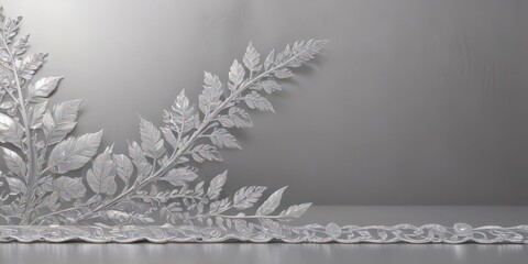 Silver leaf lace border, shimmering metallic background,  filigree,  metallic,  decorative