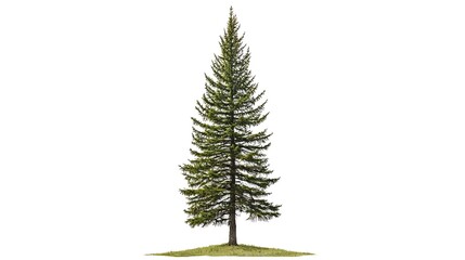 Tall Evergreen Tree Isolated.