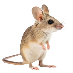 Standing brown desert mouse isolated on transparent background