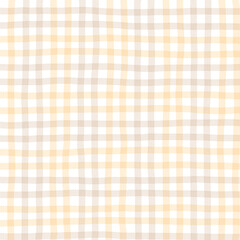Orange Brown Beige Plaid Gingham Check Hand Drawn Background Pattern