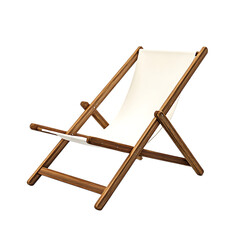 Minimalist Fold Away Wooden Beach Chair with a Stripped Texture Isolated on Transparent Background
