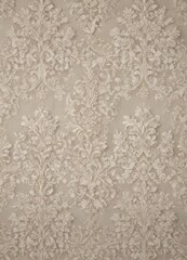 Elegant neutral damask wallpaper, intricate lace-like baroque pattern ,  surface,  interior design